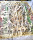 Vintage Antique Silk Brocade Embordered Chinese People Garden Scene Piano Shawl