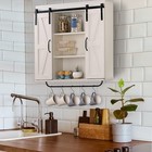 Rustic Wood Wall Storage Cabinet With Two Sliding Barn Door  3 Vintage White