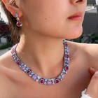 Women Latest Silver Plated Turquoise Zircon Necklace Earrings Bridal Jewelry Set