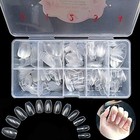 500pcs Short Coffin Nails Ballerina Nail Tips Full Cover Gel False Nails Clear