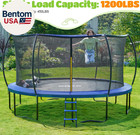 14ft Outdoor Trampoline 1200lbs Capacity Safety Net Ladder Heavy Duty Yard