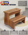 Two Step Stool For Adults  Heavy Duty Acacia Wood Bed Step Compact Bedside Step