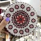 Vintage Romanian Hand Beaded Decorative Plate Folk Art 6   
