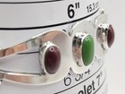 Vintage Taxco Sterling Silver Red green Stone Cuff Bracelet Signed Tc 119 31 Gms