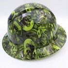 Full Brim Hard Hat Custom Hydro Dipped   New Dealers Choice Lime   New 