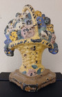 Antique Hubley  4 Cast Iron Door Stop Basket Of Flowers Doorstop