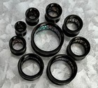 Pair Inner Abalone-look Pattern Inlaid Black Acrylic Saddle Tunnels Plugs Gauges