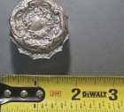 Antique Sterling Silver Repouss   Vanity Jar     Art Nouveau Floral Lid     Cut press