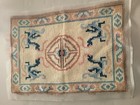 Vintage Pink Blue Brown Cream Black Oriental Style Latch Hook Rug Finished