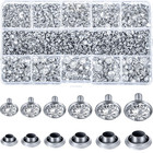 600 Sets 6 Sizes White Clear Rhinestone Rivets Crystal Rapid Rhinestone Stud    
