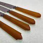 Set Of 4 Vintage Butterscotch Bakelite Dinner Knives - Art Deco