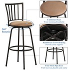Set Of 2 Bar Stools Adjustable Height Chair With Swivel Seat Kitchen Dining Room