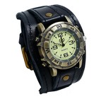 Vintage Retro Leather Cuff Bracelet Wide Band Steampunk Mens Quartz Wrist Watch
