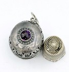 Foster   Bailey Jeweled Sterling Chatelaine Thimble Holder case W  Thimble  980