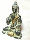 Buddha In Mudra Tibetan Buddhist Idol Brass Figurine Statue Antique Finish
