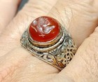 Afghan Silver Ring  Victorian Style  Agate Cameo  Size 10 5