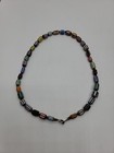 Venetian Chevron Trade Tube Beads Glass Necklace 20    Vintage