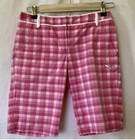 Puma Pink Check Bermuda Shorts Sz 6 Preppy Beach Pickleball Spring Golf Sporty 