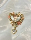 Kirks Folly Pink Cherub   Heart Statement Brooch Necklace