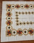 Vintage Tablecloth Roses Red Gold 51 x67  Hollywood Regency Scroll Border Linen
