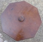 Vintage Antique Solid Brown Wood Octagonal Sewing Box Basket On 3 Carved Legs