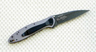 1660grybw Kershaw Pocket Knife Grey Leek Flag Logo Plain Bw Blade New Blem A o