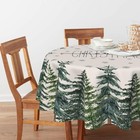Horaldaily Christmas Tablecloth 70  70 Inch Round  Winter Snow Trees White Washab