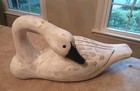Preening Swan Or Goose  Duck  Carved Wood Decoy Or Rustic Decor  18 5 x 9 5  X7 