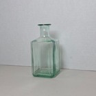 Vtg Vetreria Etrusca Green Glass Bottle Cruet Square Oil Vinegar Italy Stamped