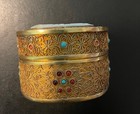 Chinese Gilt Silver Filigree Jade Jeweled Box