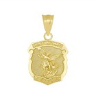 Gold St  Michael Protect Us Shield Pendant Necklace  yellow rose white two Tone 