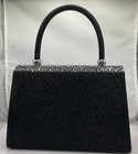 Black Evening Rhinestone Silver Chain Formal Evening Purse Sparkling Handbag