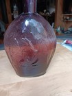Vintage Clevenger Bros  Amethyst  Eagle grape Hand Blown Glass Liquor Bottle 576