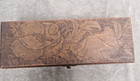 Antique Flemis Pyrography Burnt Wood Box With Hinged Lid  Flower Motif On 4 Side