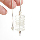 Quartz Pendulum Crystal Disc Point Gemstone Round Dowsing Reiki Healing Uk