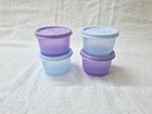 Tupperware Snack small Cups Blue And Purple Set Of 4-4oz 140ml  Lunch On The Go