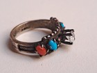 Signed Carolyn Pollack Sterling Silver Turquoise Coral Cz Ring Size 7