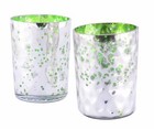 Candle Holders Green Set-2 Silver Mercury Glass Wedding Table Tea Light Votive