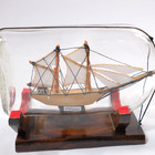Vintage Souvenir From The Bahamas Ship In A Bottle On Stand 8  L Handmade
