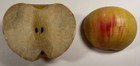 2 Antique Italian Alabaster Stone Fruit 1 2 Half Apples Red   Yellow