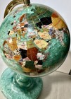 Alexander Kalifano Green Marbled Gemstone 16 1 2    Inch Tall Globe - Scarce Color