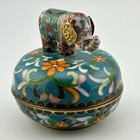 Chinese Cloisonn   Elephant Wind-up Trinket Music Box Ardleigh Export 92 Vintage