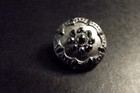 Antique Black Glass Button - Rich Silver Luster-faux Steel Cuts  4614 