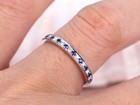 0 55 Ct Round Real Sapphire   Diamond Engagement Eternity Band 14k White Gold