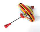      Vtg J  Chein Litho Tin Spinning Top Circus Theme 1950 s 7  Made In Usa