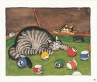 Kliban Cat Vintage 2 Sided Lithograph Ice Skating  Billiards From  catdreams 
