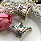 Vintage Mexico 925 Sterling Silver Abalone Screw Back Earrings