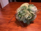 Vintage Ladies Hat - Netting   Veil - Flowers - Lime  Green 1950   s