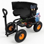 Garden Cart Rolling Stool  Workseat For Yard Patio Garden Cart   Wheels