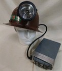 Vintage Miners Helmet With Light Lamp And Battery Pack  Thomas Edison Inc